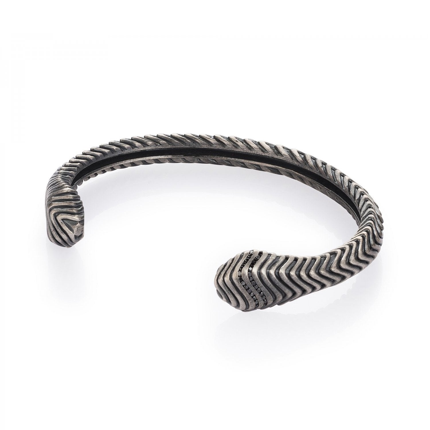 Oxidised Silver Serpi Cuff with Diamonds